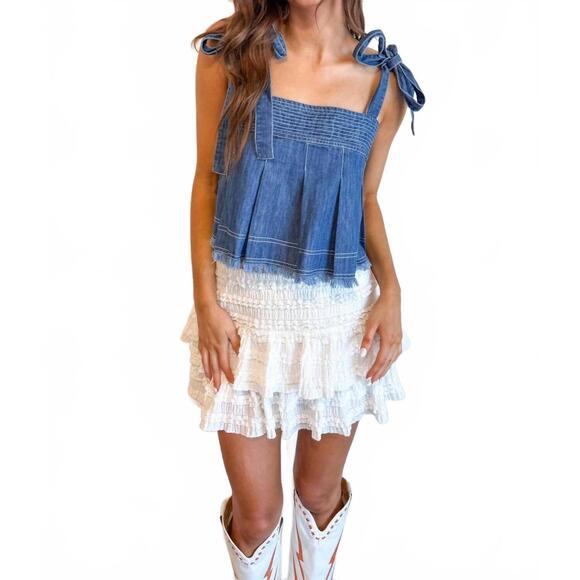 DAY + MOON Tops - NEW DAY + MOON tied in denim top in blue